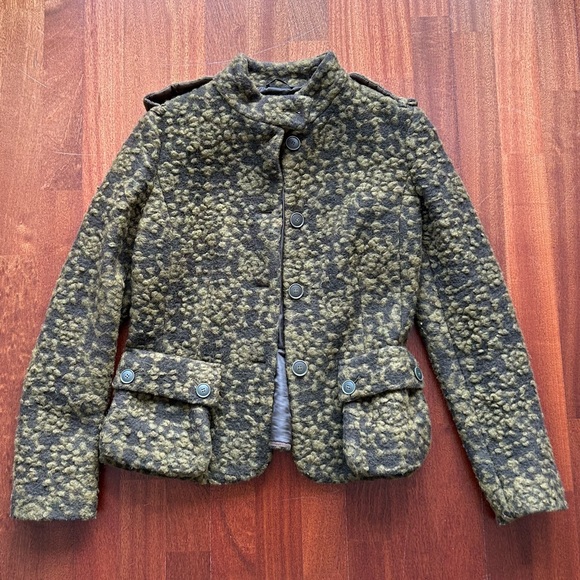 Benetton green wool crop jacket - Picture 2 of 7